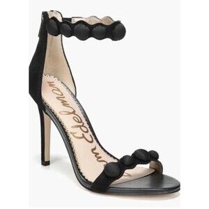 Sam Edelman Womens Addison Sandals Stiletto Heel Black Suede Ankle Strap 9 $120